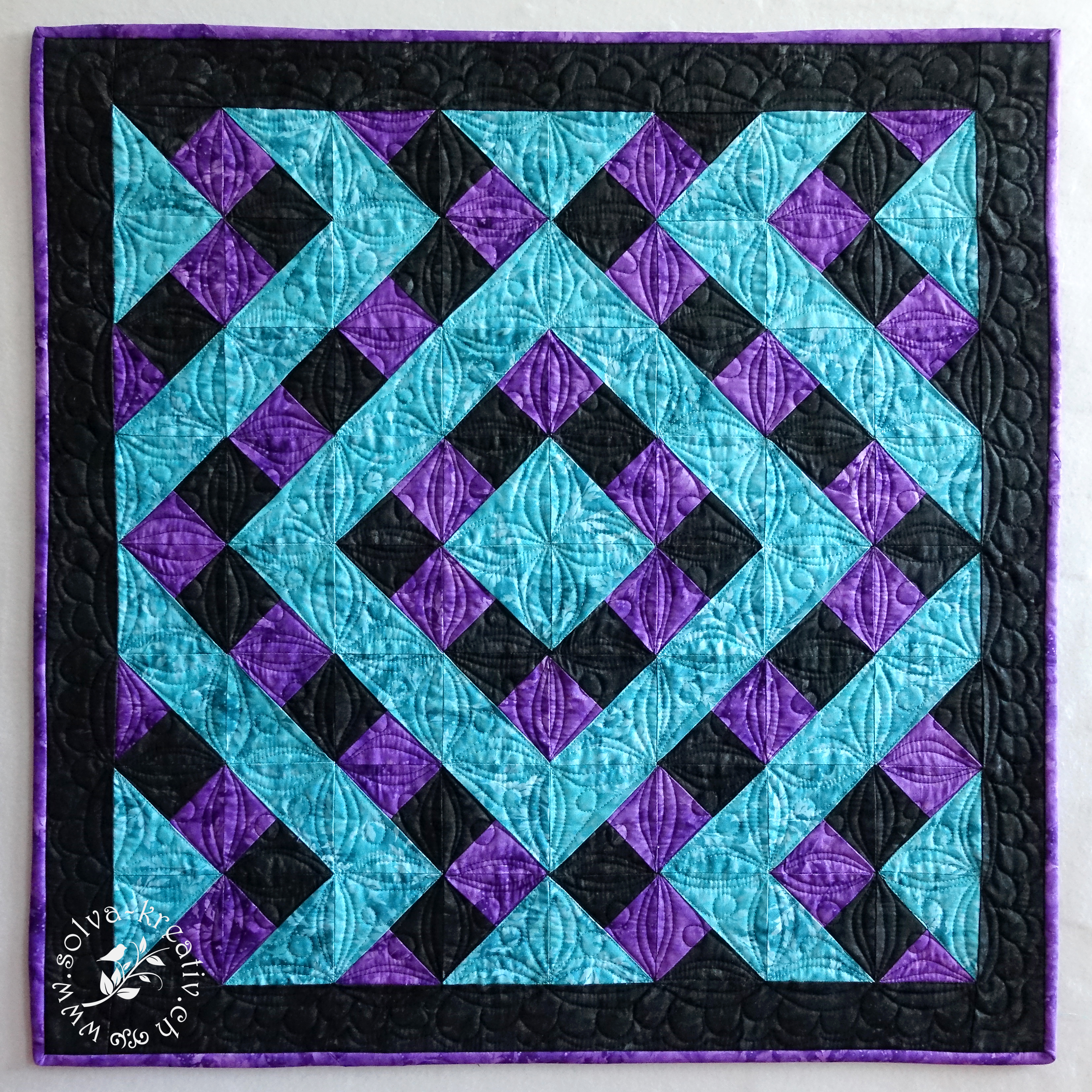 Wandquilt aus Resten des Good Fortune Mystery Quilt